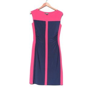 NWOT LAUREN Ralph Lauren Women's Magenta & Navy Sheath Dress Form Fitting Sz 6